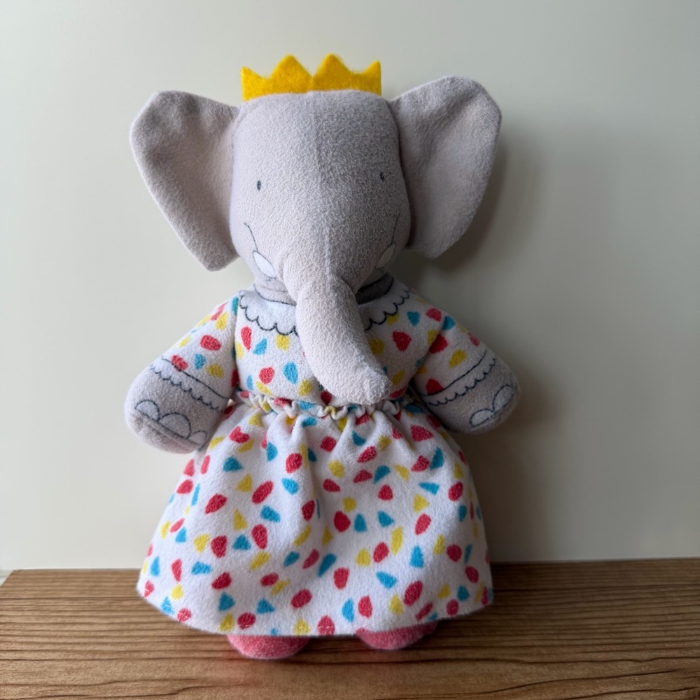 Babar Queen Celeste Vintage Elephant Cartoon Stuffed Animal The Toy Works 9”